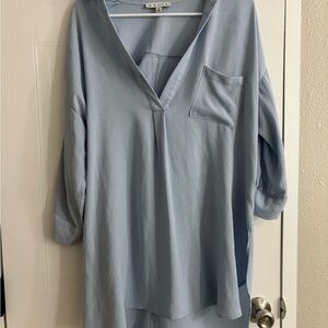 HYFVE Light Blue Blouse with Pocket Detail
